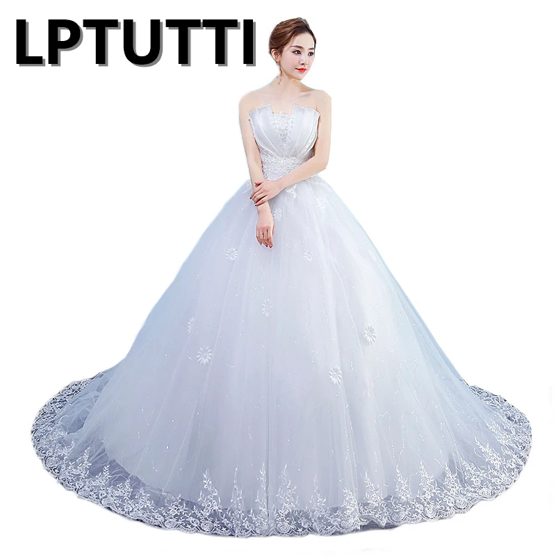 Длинное свадебное платье с бисером и кружевом для невесты|Свадебные платья| |