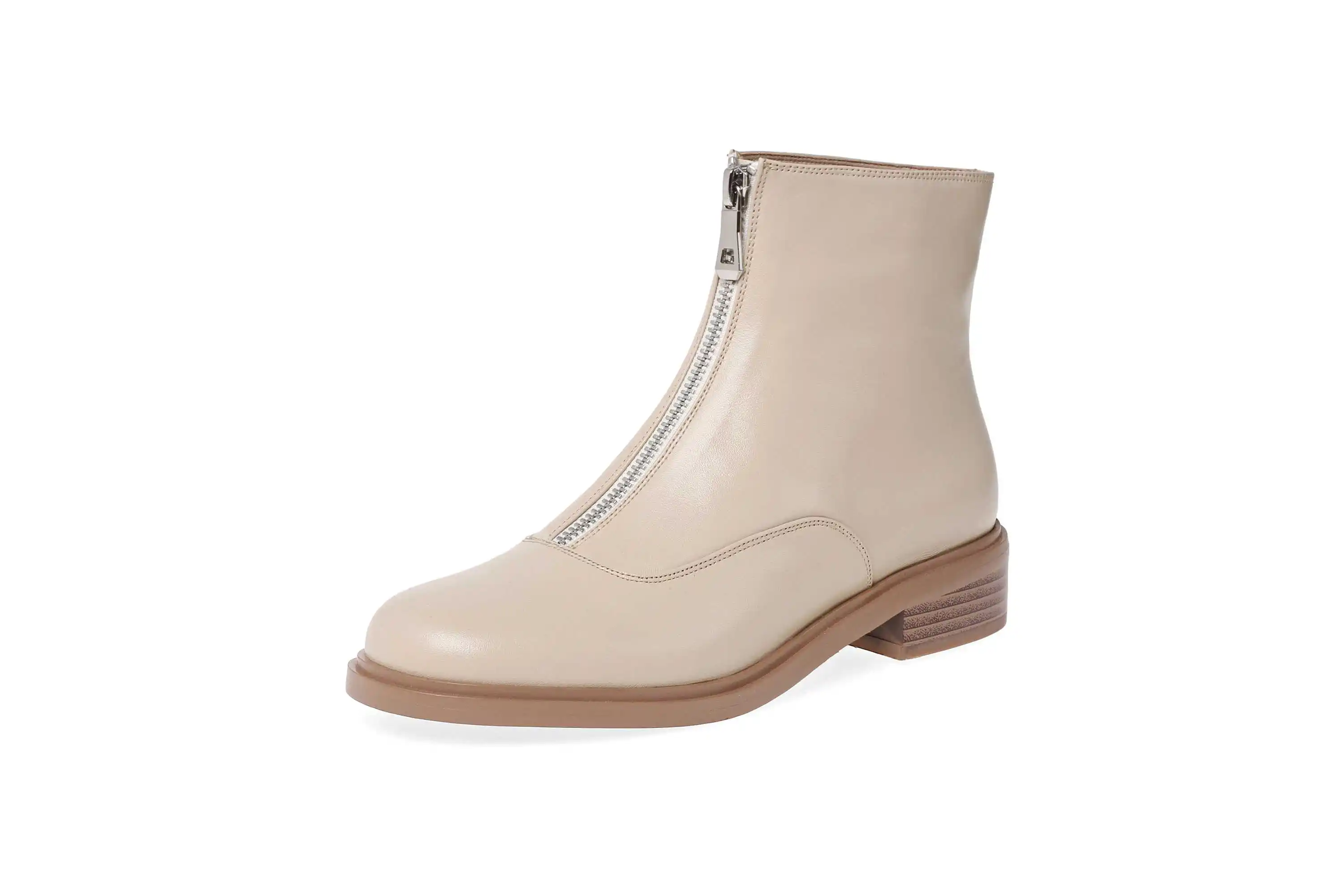 krazing pot winter warm leisure simple style genuine leather solid round toe low heels women fashion Zipper punk ankle boots L00