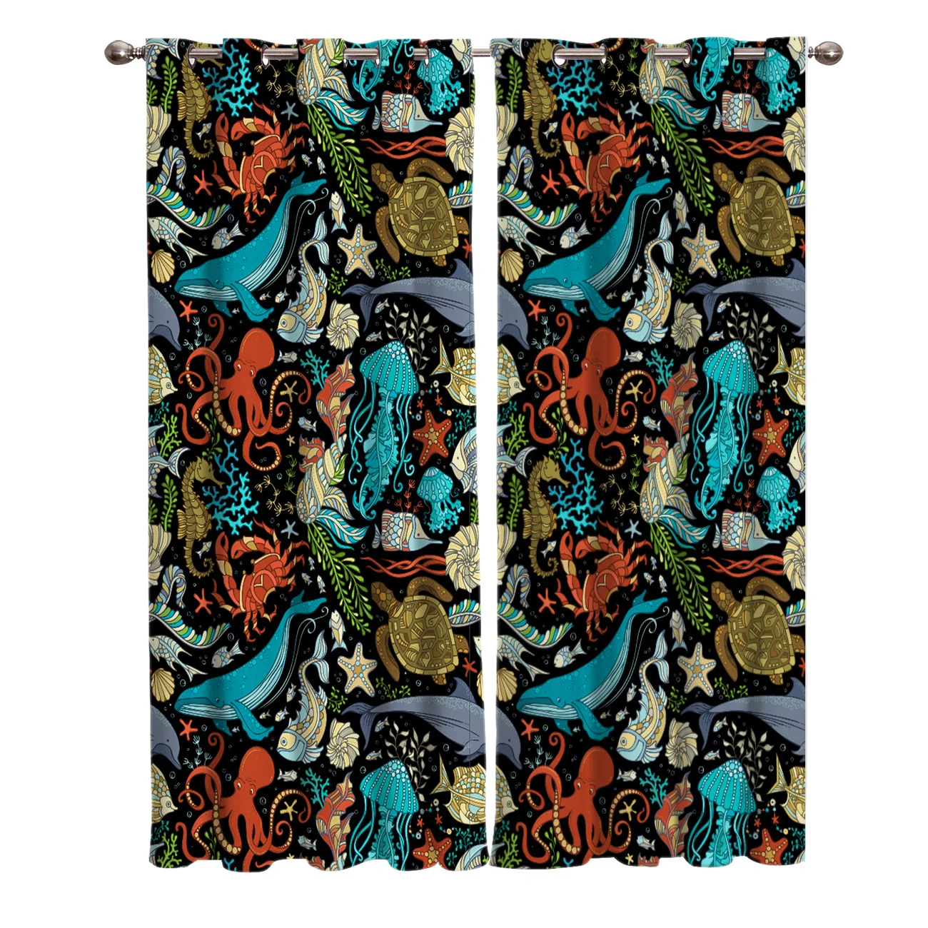 Шторы на окна в виде морской рыбы черного Кита медузы звезды шторы для гостиной