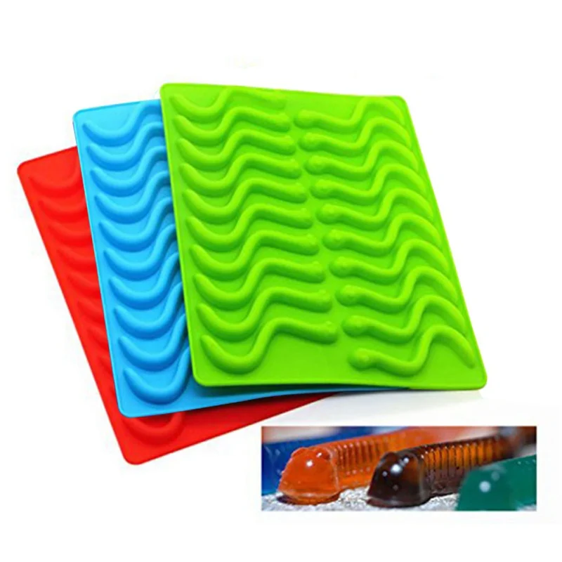 Форма для конфет в виде змей и червей силиконовые резиновые формы шоколада