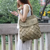 Cowhide Leather Backpack Shoulder Bag Women's Handbags Portable tote bag Dual-use Large Capacity Leisure messenger bags female