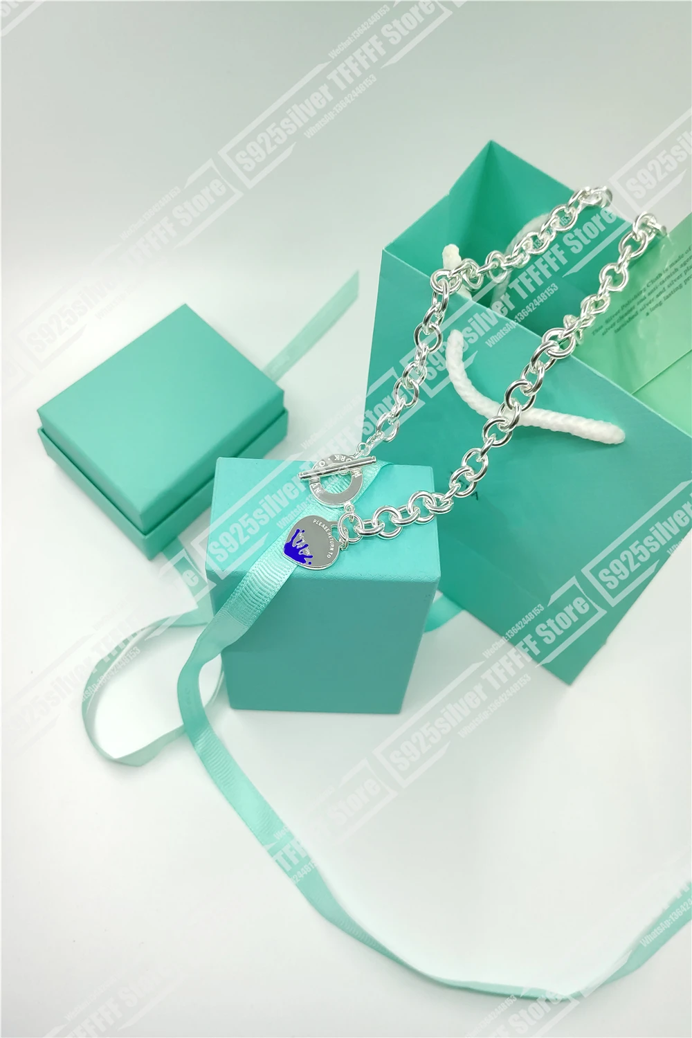 

S925 / T/love hanging chain necklace/men's and women's gift/T O ring