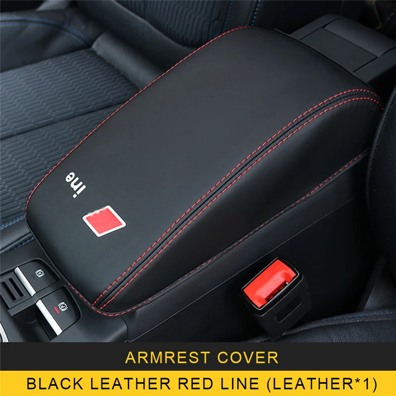 black leather red li Для Audi A3 автомобильный Стайлинг подлокотник коробка для хранения кожаный чехол коврик для отдыха аксессуары для интерьера - Название цвета: black leather red li