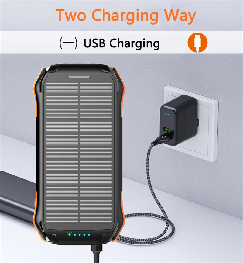 

16000mAh Wireless Charger Solar Power Bank External Battery 10W Fast Wireless Charger Powerbank for Xiaomi Mi iPhone Poverbank