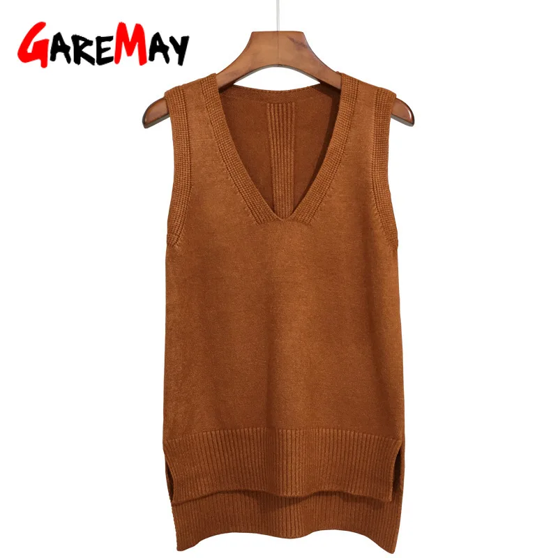 Autumn Women Sweater Waistcoat 2022 Korean Womens Elegant Student V-neck Pullover Knitting Tops Outerwear Vest Pink Black Blue | Женская
