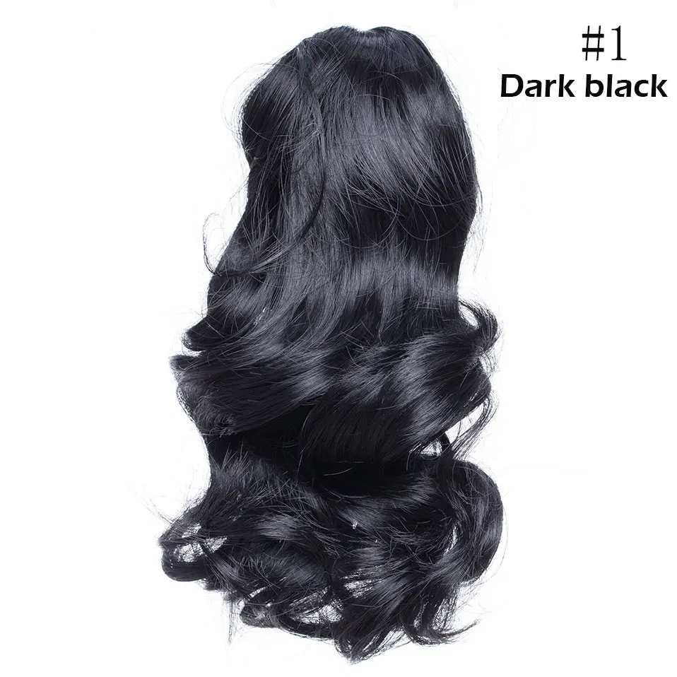 dark black SNOILITE 12 дюймов коготь клип в хвостик волосы удлиняющие синтетические Короткие волнистый хвост волосы для волос стиль шиньон для женщин - Цвет: dark black