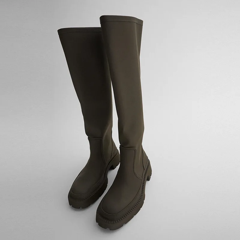 

new Green flat bottomed boots women's women's shoes