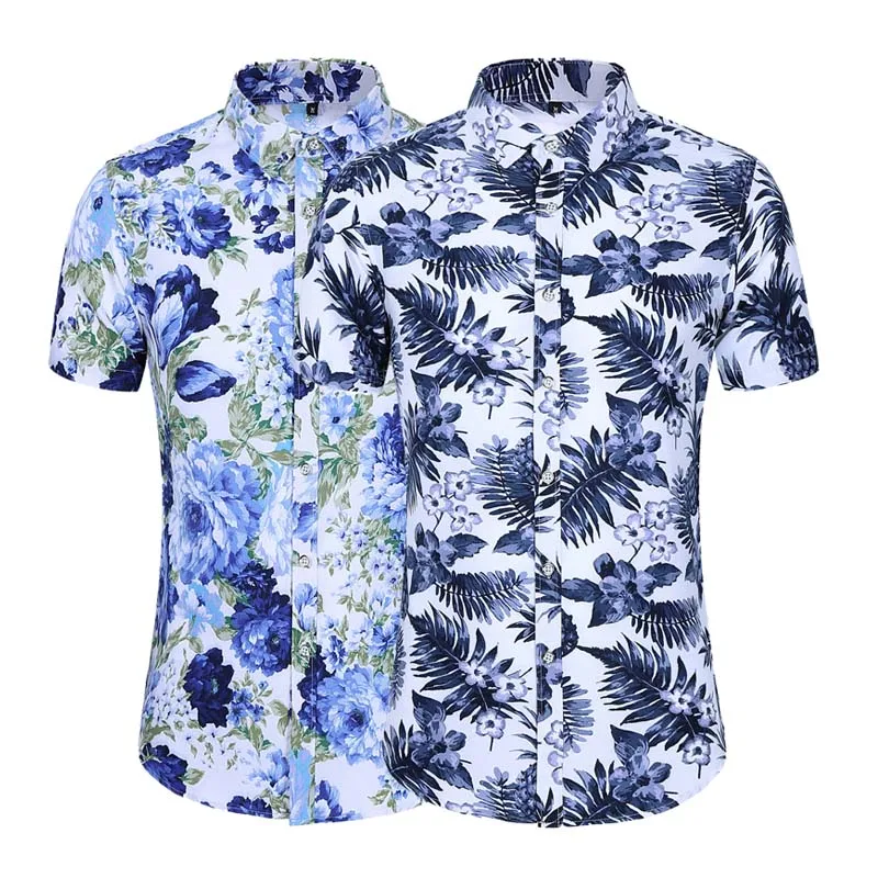 Мужская гавайская рубашка с коротким рукавом повседневная классическая пляжная