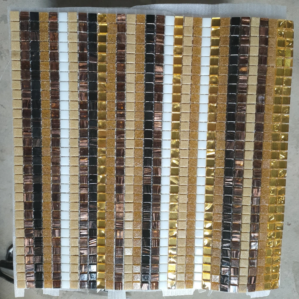 Золотистая черная мозаика пазл с рисунком линий художественная стеклянная для