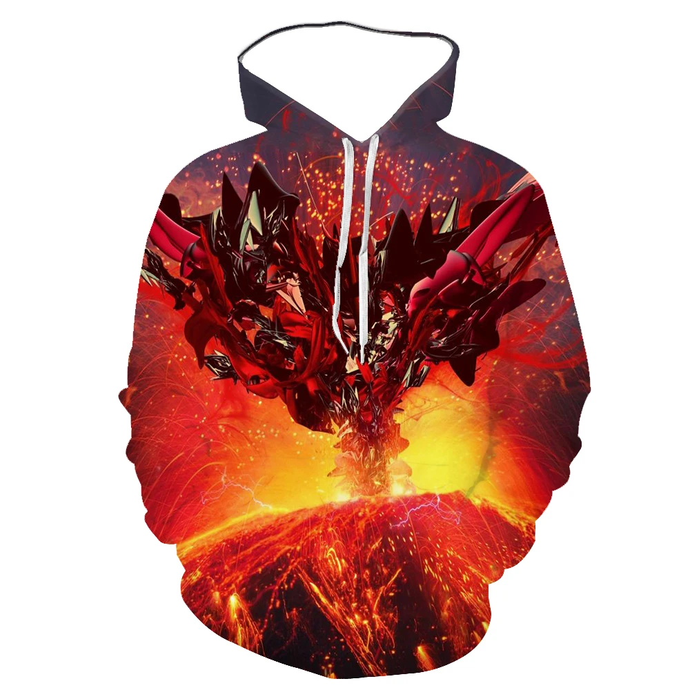 

2022 3d Spring and Autumn New Creative Men's Volcanic Eruption Attractions Printing Hoodie Lava Fashion Sports Baseball Shirt