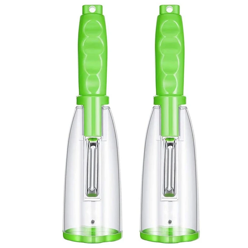 

Нож для чистки фруктов и овощей с контейнером и лезвием из нержавеющей стали, 2 шт.