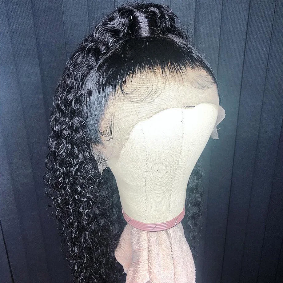 360 синтетический фронтальный парик из человеческих волос предварительно