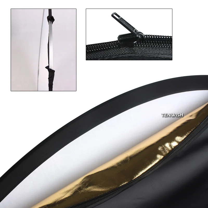 TENWISH 24inches/60cm 5in1 Circular Reflector Collapsible Compact Multi Disc Studio Lighting Modifier for Product Portrait Shots |