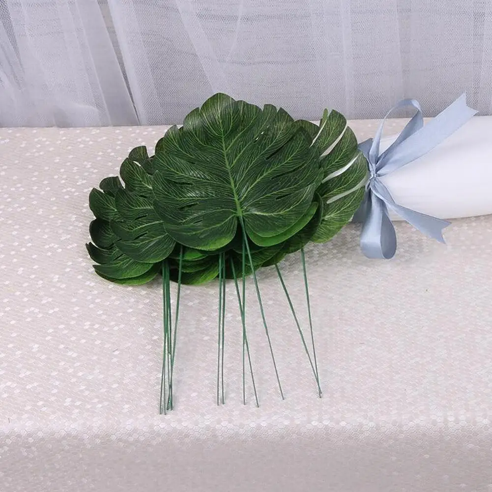 12 шт. дешевые пластиковые цветы искусственные Monstera украшения растения DIY листья