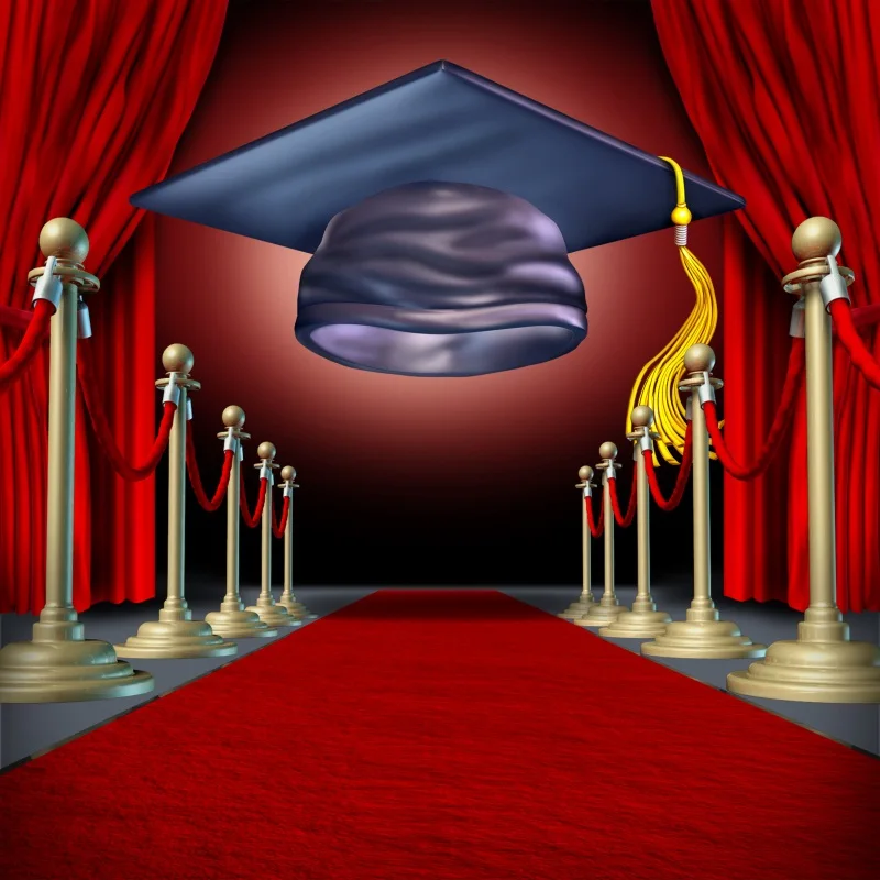 

Laeacco Congratulation Graduation Party Decor Poster Red Carpet Curtain Stage Photography Background Customized Photo Backdrop
