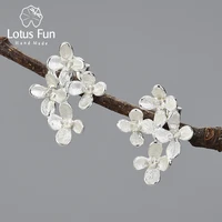 lotus fun unusual luxury osmanthus flowers stud earrings for women 925 sterling silver 18k gold wedding jewelry 2021 trend new
