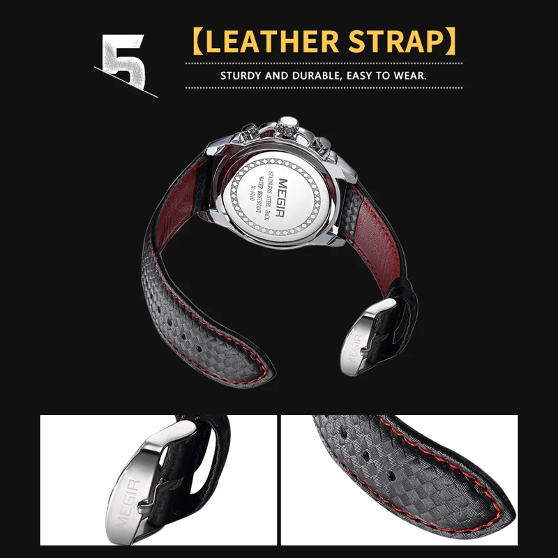 Часы наручные MEGIR Мужские кварцевые оригинальные брендовые Роскошные модные