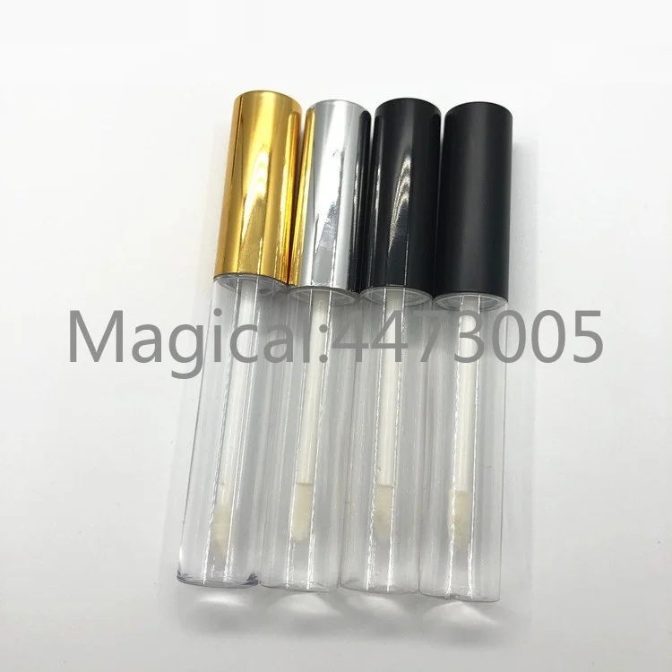Пластиковый прозрачный тюбик для блеска губ 10 мл с черной крышкой флакон
