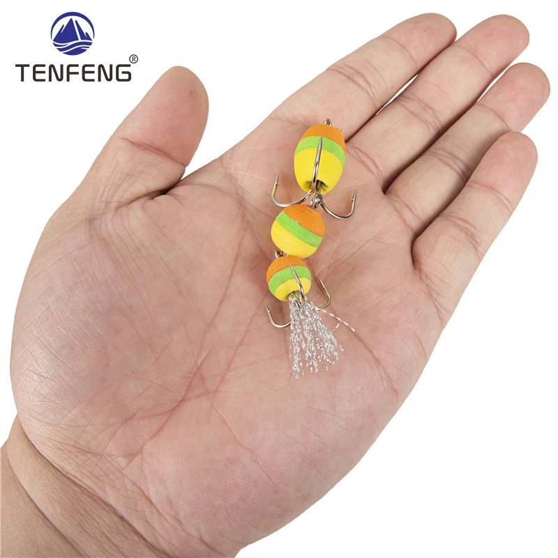 50Pcs New Bait Equipped With Rourd Shaped Foam Bait Hook Treble Fishing Tackle Accessories Pesca Peche High-Carbon Steel Hooks