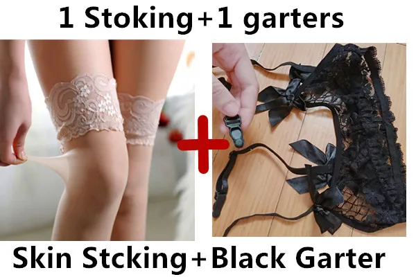 SW019 Skin Ad Garter ALICENO, прозрачные ультратонкие чулки до бедра с кружевным верхом, женские гольфы выше колена, женские Чулочные изделия для девочек, нейлоновые чулки+ подвязки 019 - Цвет: SW019 Skin Ad Garter