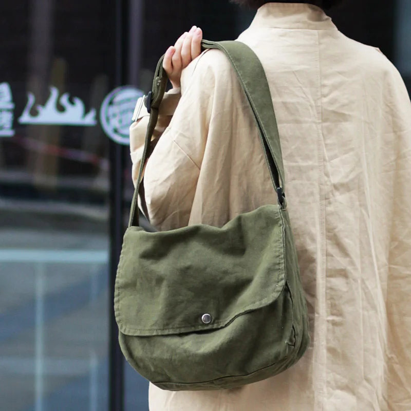 

Korean Washed Canvas Handbags Art Shoulder Messenger Bag Fashion Simple Couple Models Messenger Package