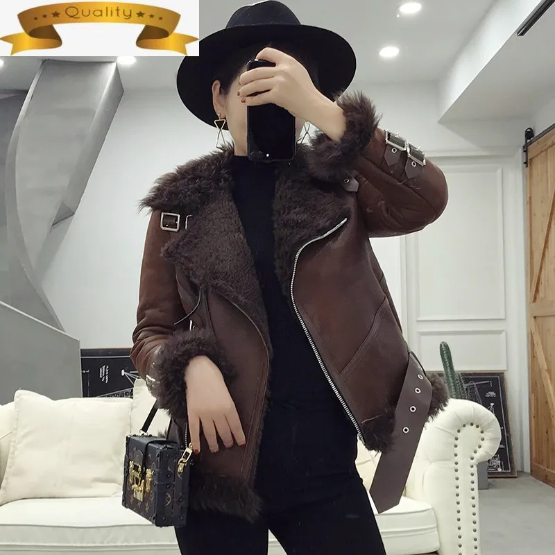 

Женское пальто из натурального меха овчины, зимнее пальто, женская мотоциклетная шерстяная куртка для женщин, одежда, манто для женщин ABM1171 ...