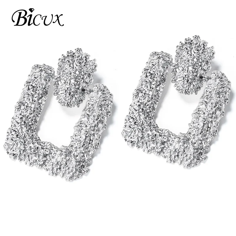 Silver 2 BICUX, модные золотые Висячие серьги для женщин, массивные большие геометрические металлические серьги, Женские Висячие серьги, современные ювелирные изделия - Окраска металла: Silver 2