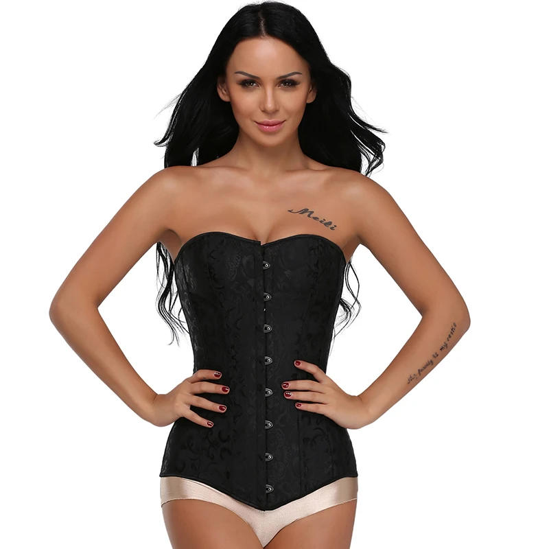 Bustiers & Corsets Boned Overbust Corset Lace Up Waist Trainer Bustier Top Long Torso Hourglass Bodyshaper Steampunk Corselet