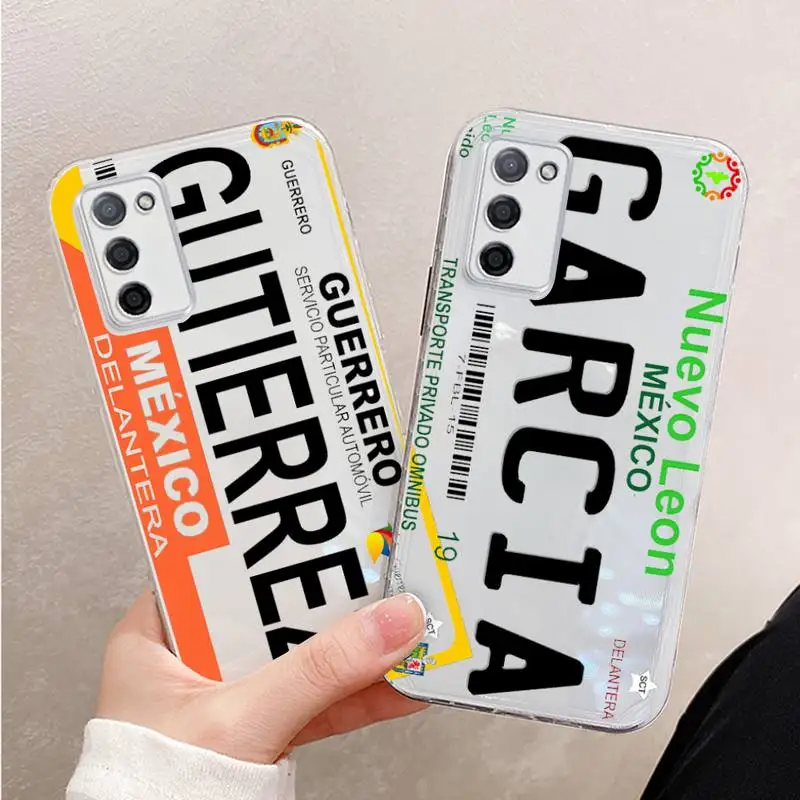 

Mexico City SONORA License Plate Phone Case For Xiaomi Mi 11 Ultra Lite 10 Redmi Note 9 8 7 9a K30S K40 Pro Transparent Coque