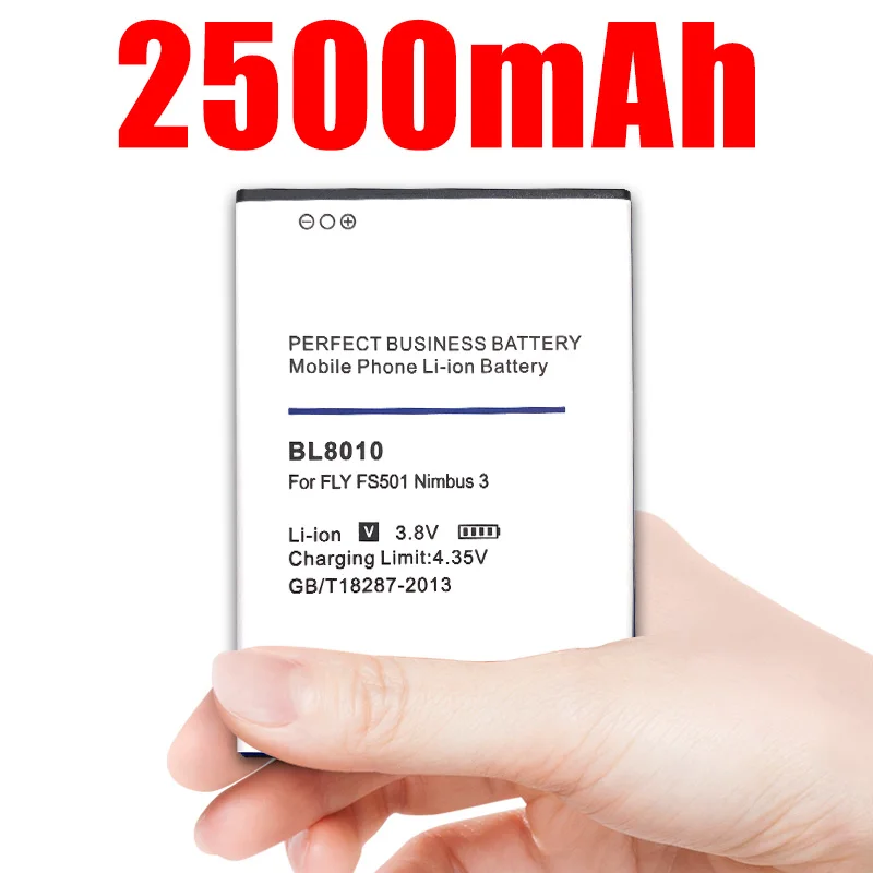 Аккумулятор BL8010 2500 мАч для батареи Fly FS501 BL 8010 Nimbus 3|Аккумуляторы мобильных