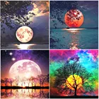 Картина с бриллиантами, вышивка, пейзаж, луна, искусственная роспись, Полный Круглый пейзаж, картина стразы, мозаика, домашний декор