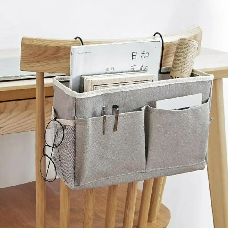 

Canvas Hanging Bedside Organizer Storage Bag Bedside Pocket Bed Organizer Holder Container Bags For Bed