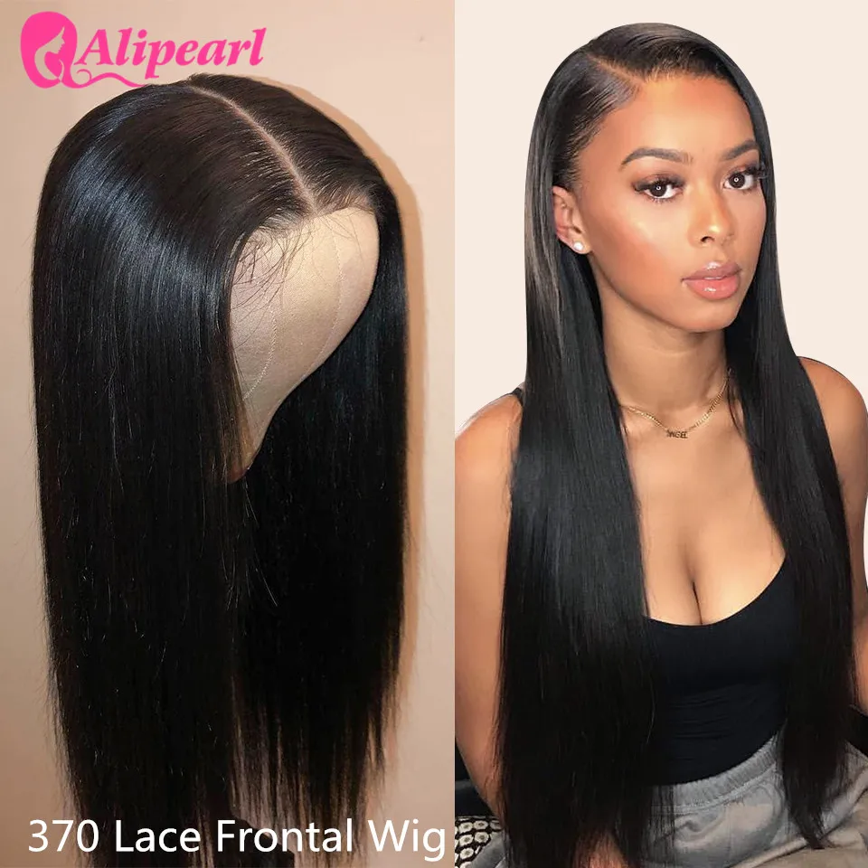 370 парики из натуральных волос на кружевной основе прямые бразильские для черных