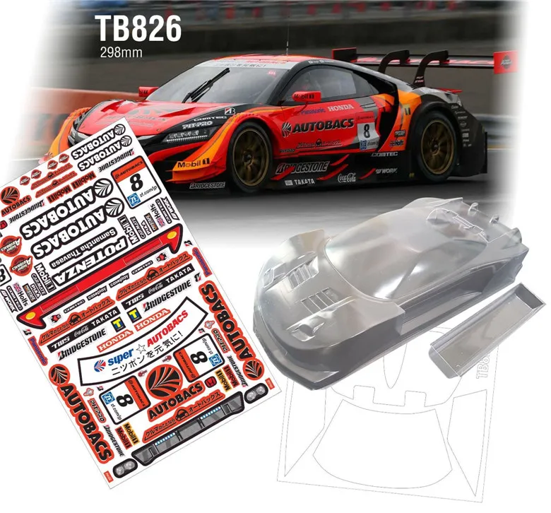 Team C TB826 1/8 на дороге прозрачный корпус с наклейкой для HSP HIP Tamiya Автомобильная