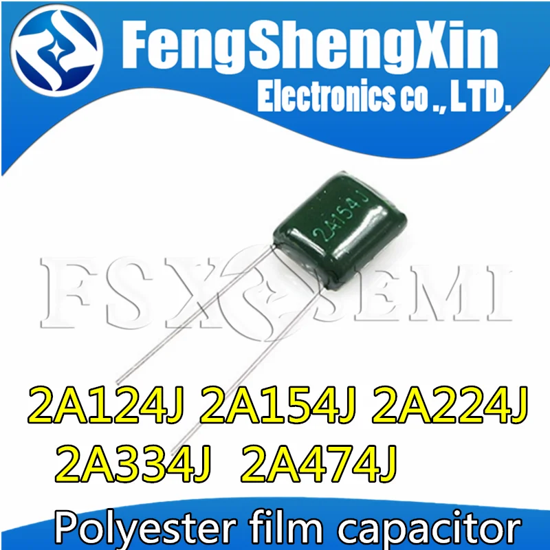 

20pcs Polyester film capacitor 2A 100V 120nF 150nF 220nF 330nF 470nF 2A124J 2A154J 2A224J 2A334J 2A474J