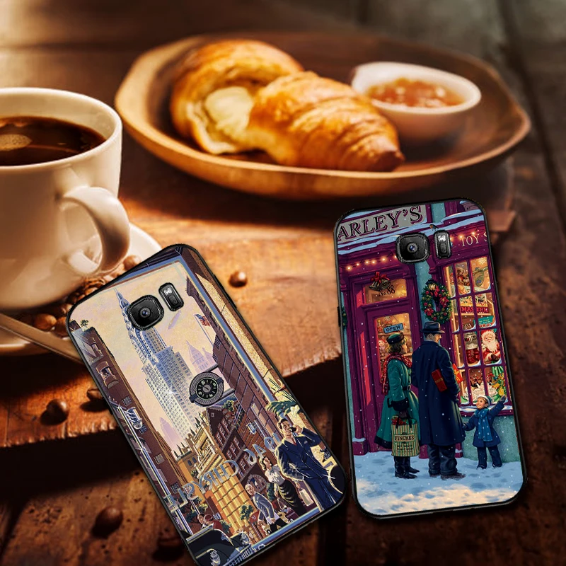 Роскошный черный чехол для Samsung Galaxy S6 S7 Edge S8 S9 S10 PLUS NOTE 8 9 M10 20 30 Чехол винтажный