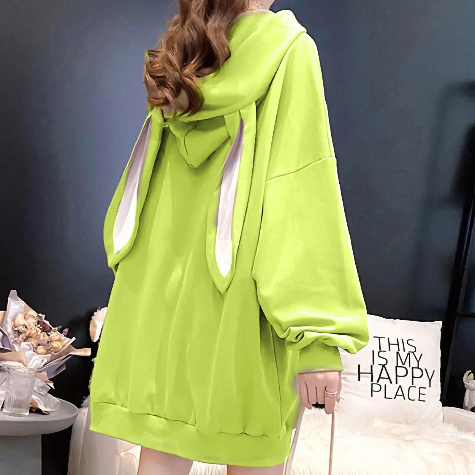 Осенняя женская обувь зимние модные милые заячьи ушки длинные толстовки с