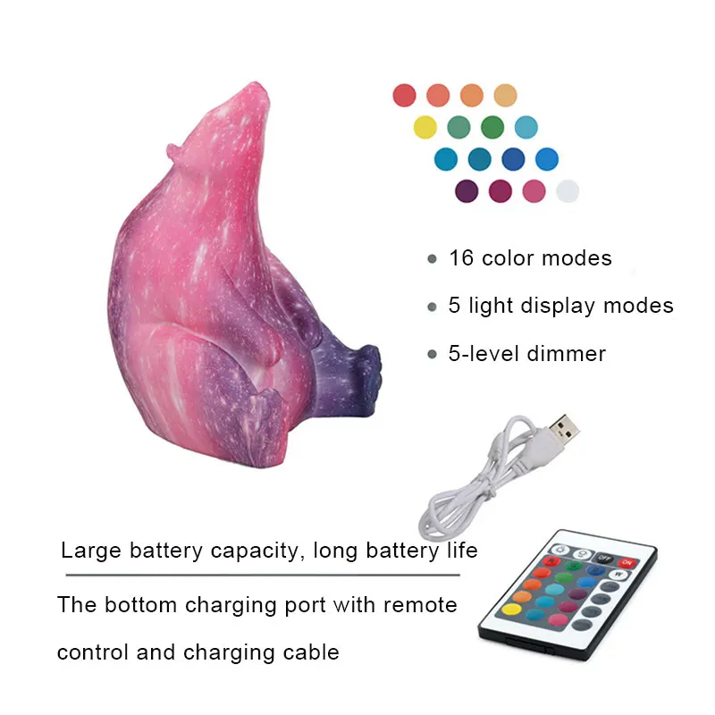 

Polar Bear Star Light Night Light Table Lamp Creative Cute for Home Bedroom GQ