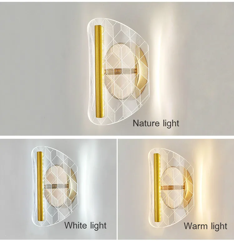 Creative gold simple modern acrylic led wall lamp super bright bedroom bedside TV background | Лампы и освещение