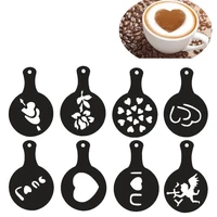 8pcs coffee printing model coffee stencils coffee spray tools art pen for latte cake coffee decoration coffee drawing coffeeware