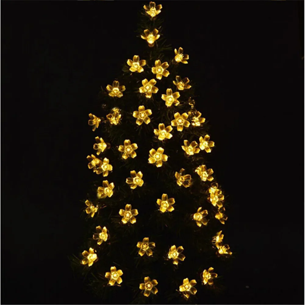 50 светодиодный s 7 м Персиковый Цветок сакуры Солнечная лампа ная гирлянда