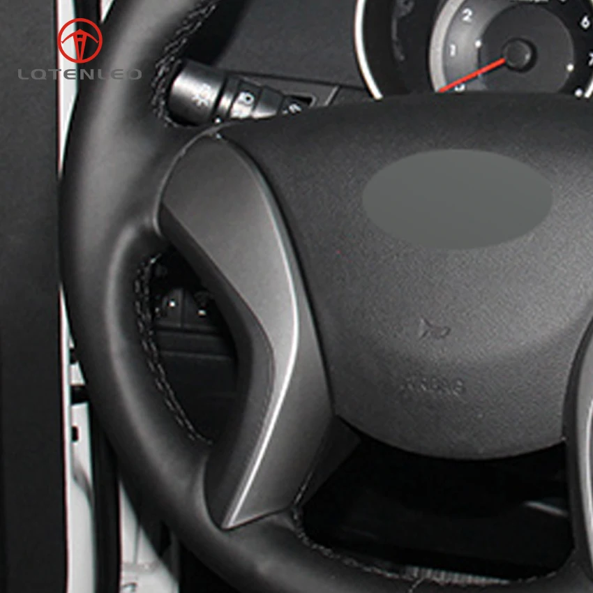 

LQTENLEO Black Artificial Leather Hand-stitched Car Steering Wheel Cover for Hyundai Elantra 2011-2014 Avante i30 2013
