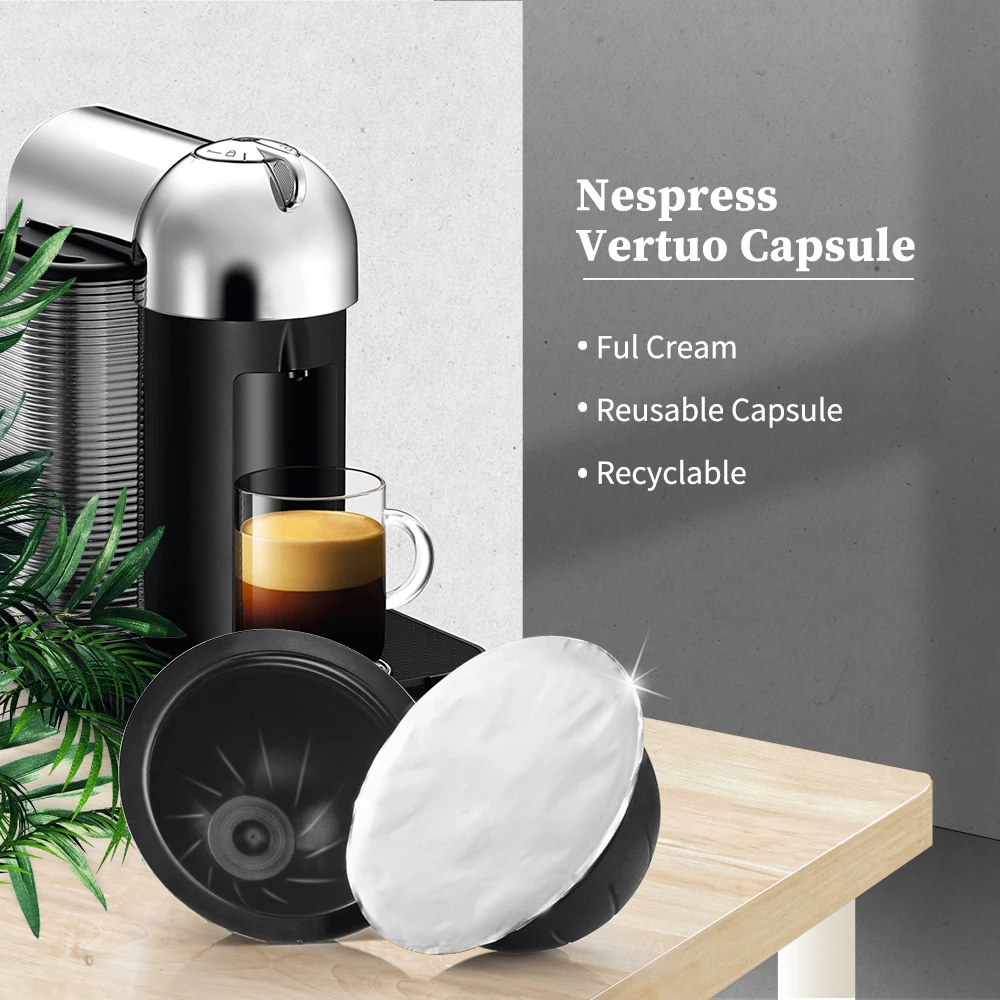 Многоразовые кофейные капсулы Nespresso Vertuo с одноразовыми фольгами уплотнения Stcker большая чашка 230 мл для Vertuoline