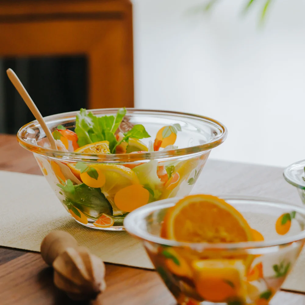 

2Pcs Glass Salad Bowl Practical Fruits Dessert Bowl Kitchen Bowl Noodle Bowl