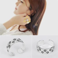 silver plated jewelry personality popular new fashion korean burst star pattern accessories female opening rings r324