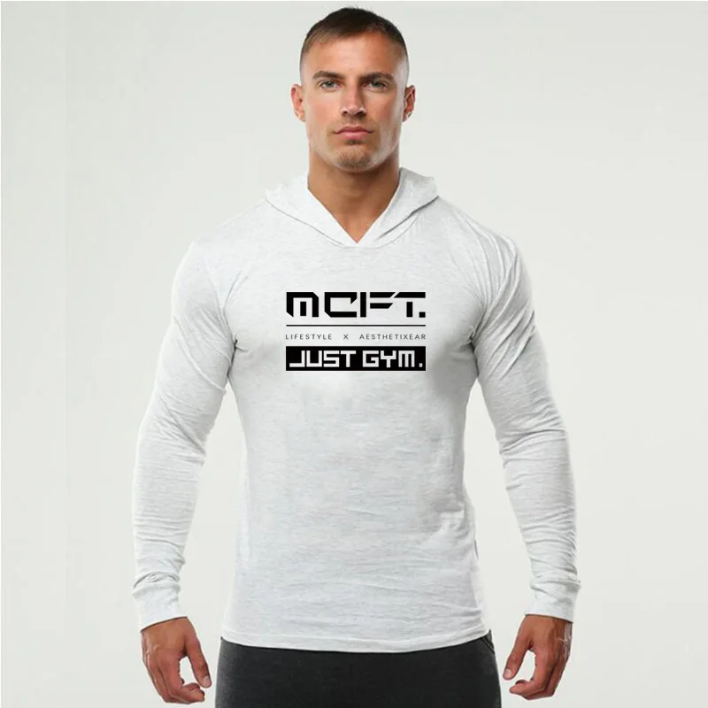 Bodybuilding T-Shirt Men New Autumn Fitness Long Sleeve Hooded T Shirt Men Brand Just Gym Hoody Fashion Slim Fit Cotton Tee Tops