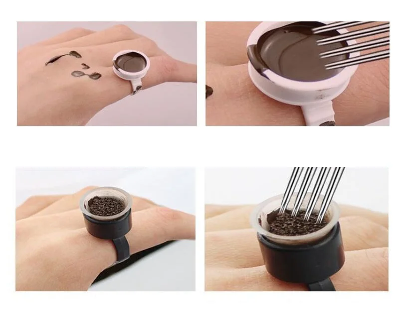 

50/100pcs Pink/black Tattoo Ink Cup Disposable Aseptic with Sponge Tattoo Ink Container Tattoos Ring Tool