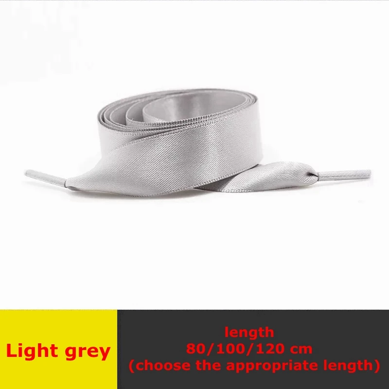 Light grey 1 пара атласной ленты шелковая обувь шнурки для отдыха на открытом воздухе шнурки белые женские романтические модные шнурки 80 см/100 см/120 см - Цвет: Light grey