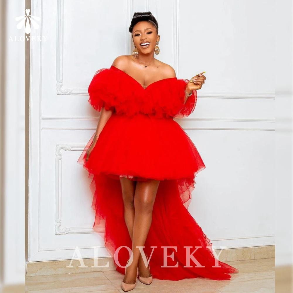

Off the Shoulder Formal Dress Red Tulle Evening Dresses High/low Special Occasion Dresses Long Party Dress Gowns Night Women's
