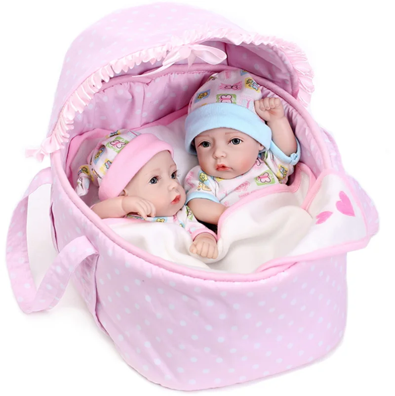

New Model Toys Whole Set Reborn Baby Doll Soft Silicone Realistic Princess Girl Boy Baby Dolls With Pillow And Cradle For Baby